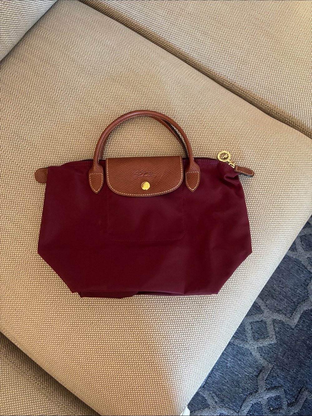 Longchamp Le Pliage Small Top-Handle Tote in Burgundy
